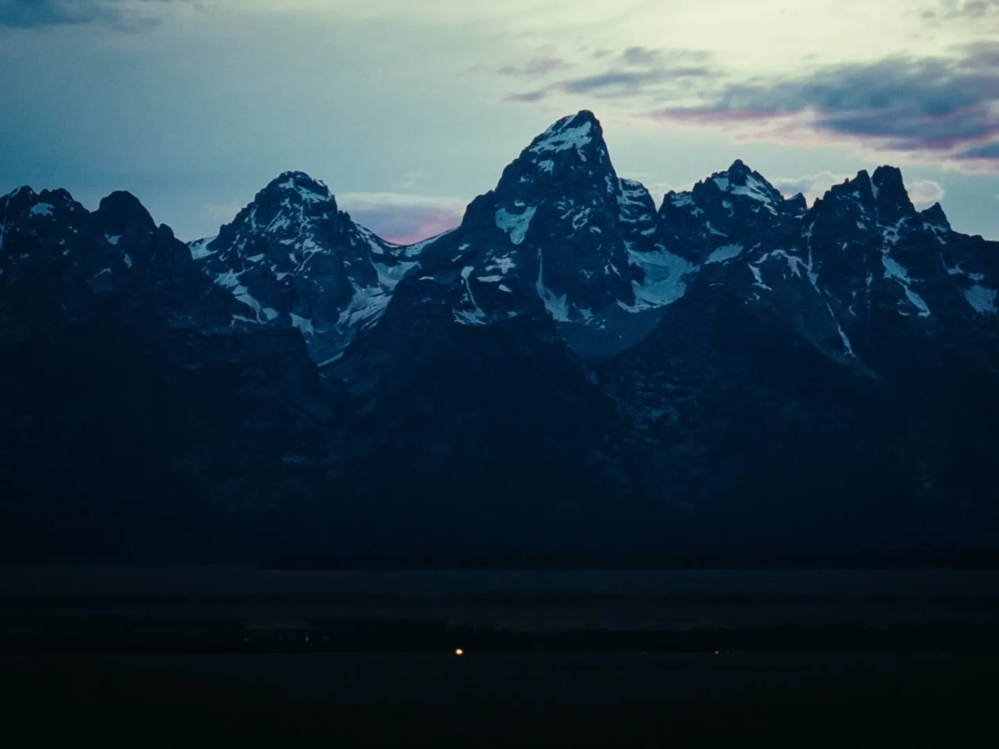 The Teton range at dusk